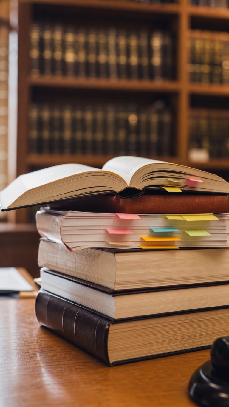 Segnalibri colorati tra pagine di approfondimento legale