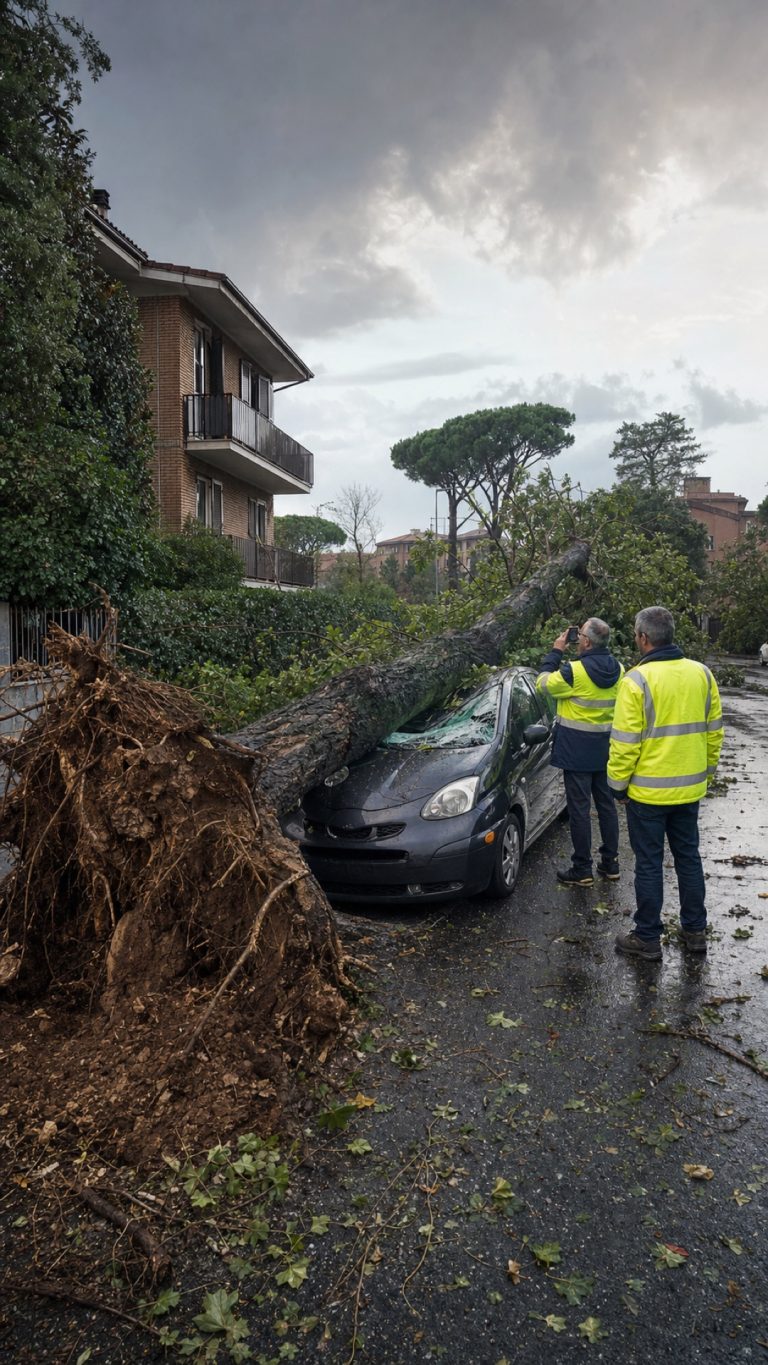 Albero caduto col vento: chi paga i danni?